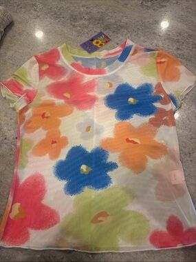 Girls' Multicolor Floral Short-Sleeve lace